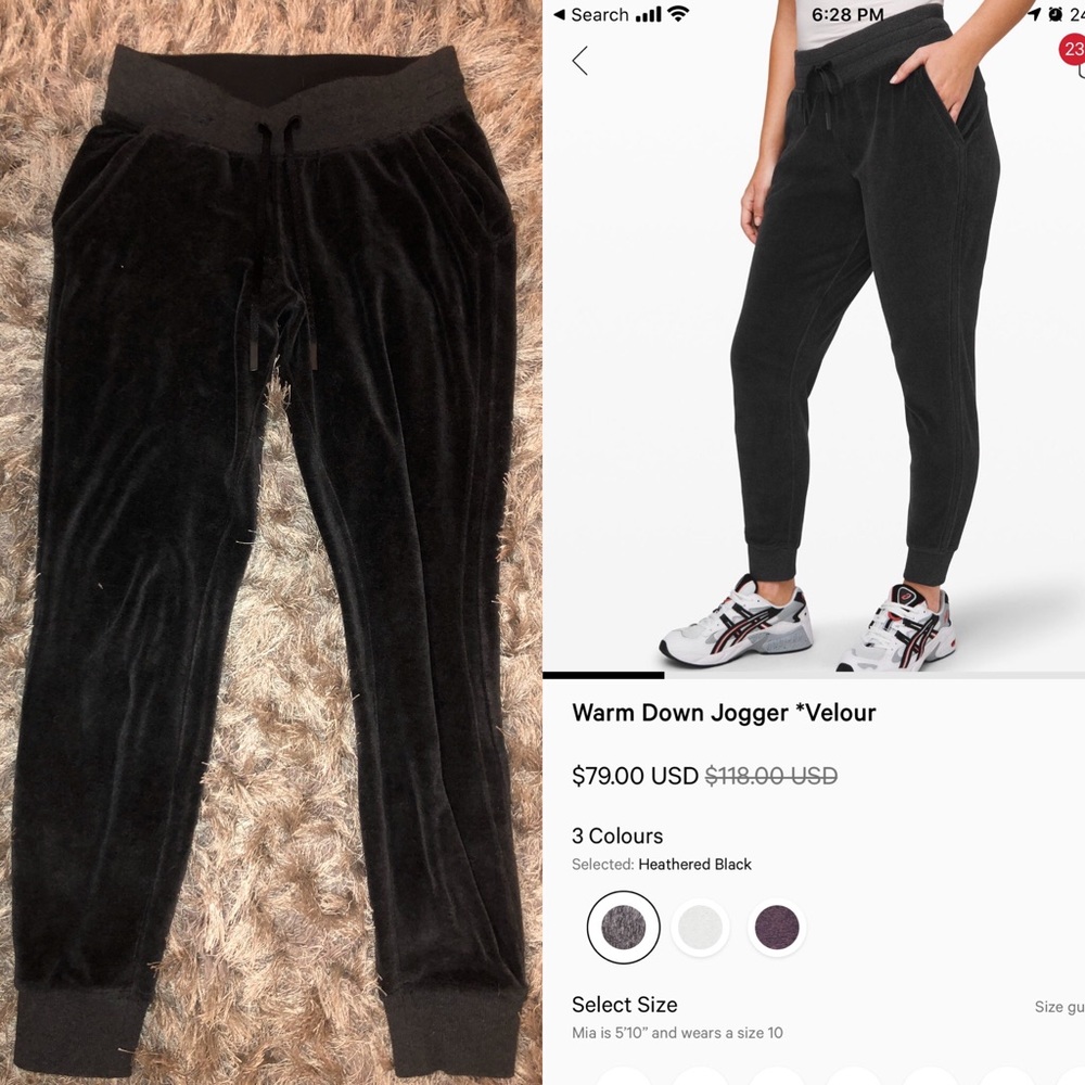 Lululemon Warm Down Velour Joggers